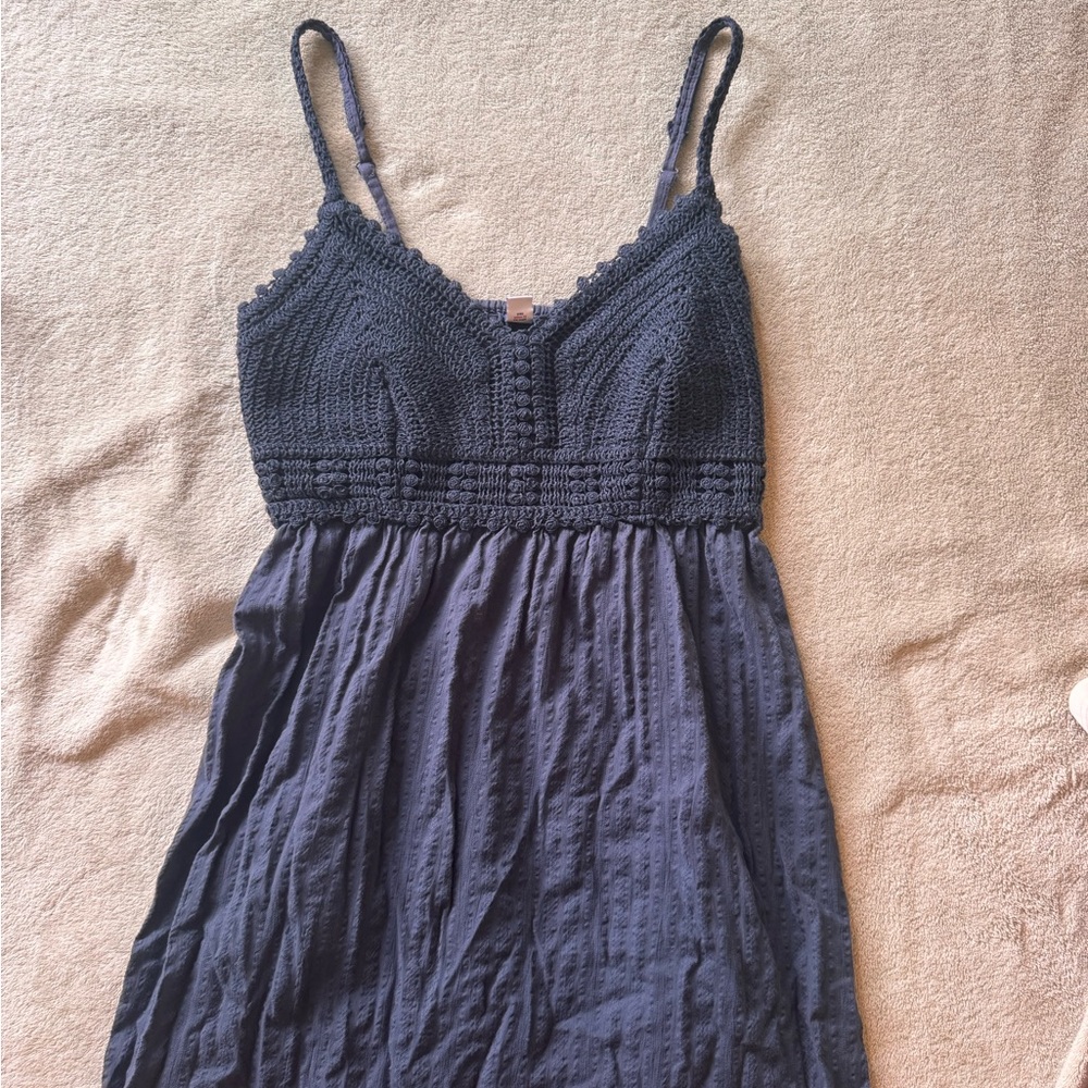 Navy Crochet Top Dress